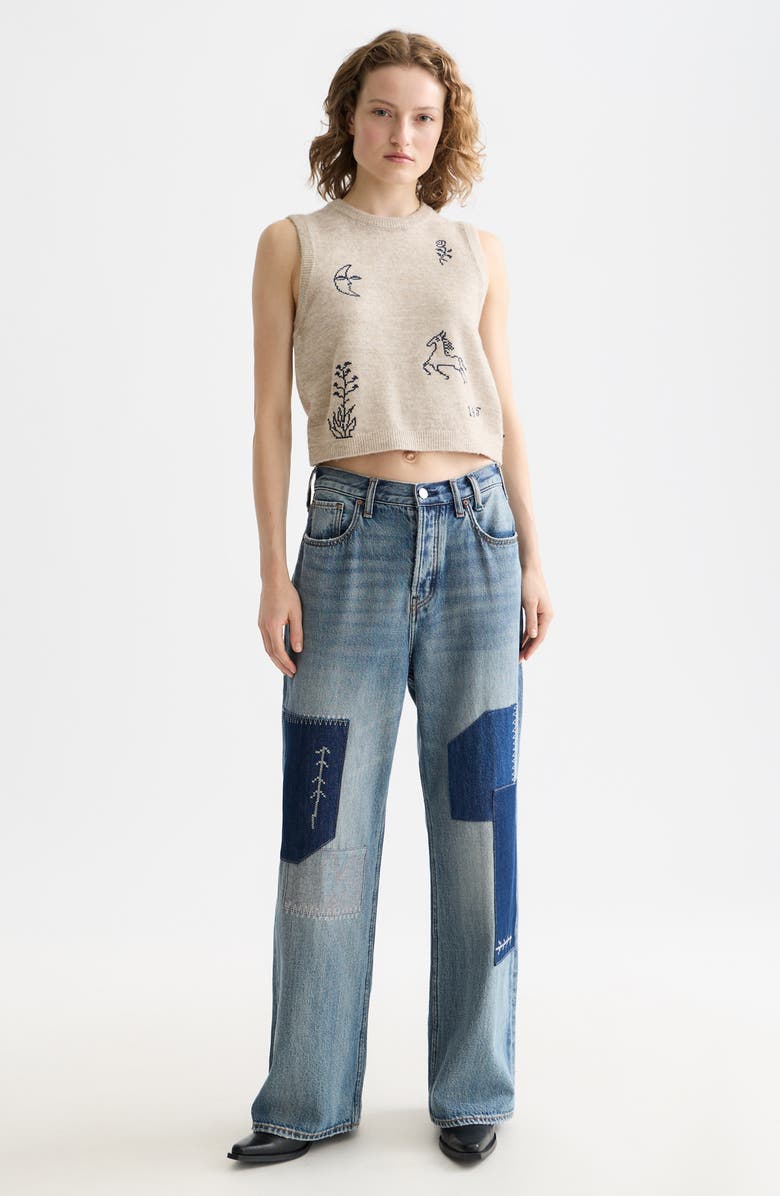 Scotch & Soda Embroidered Sleeveless Sweater, Alternate, color, Oatmeal Melange