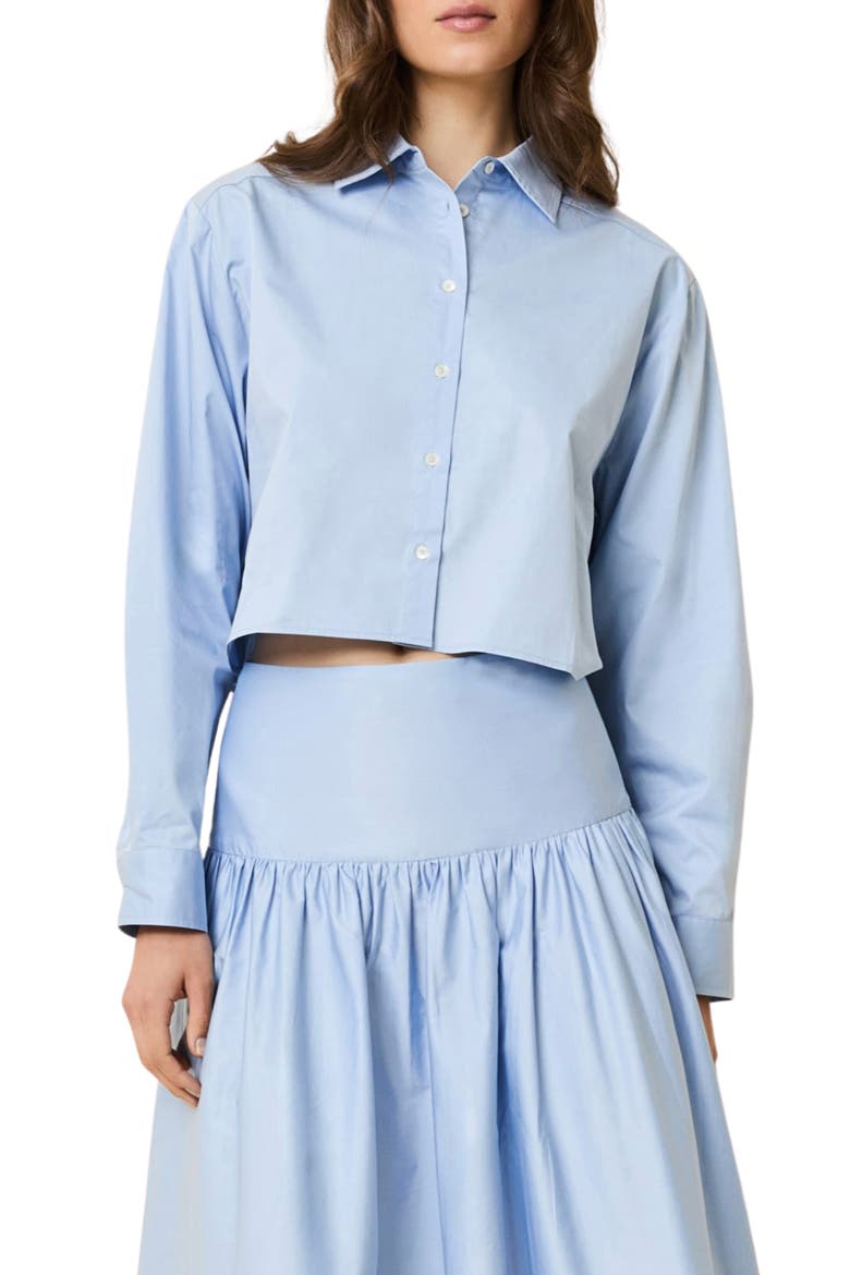 The Cropped Avril Button-Up Shirt, Main, color, OPEN WATER