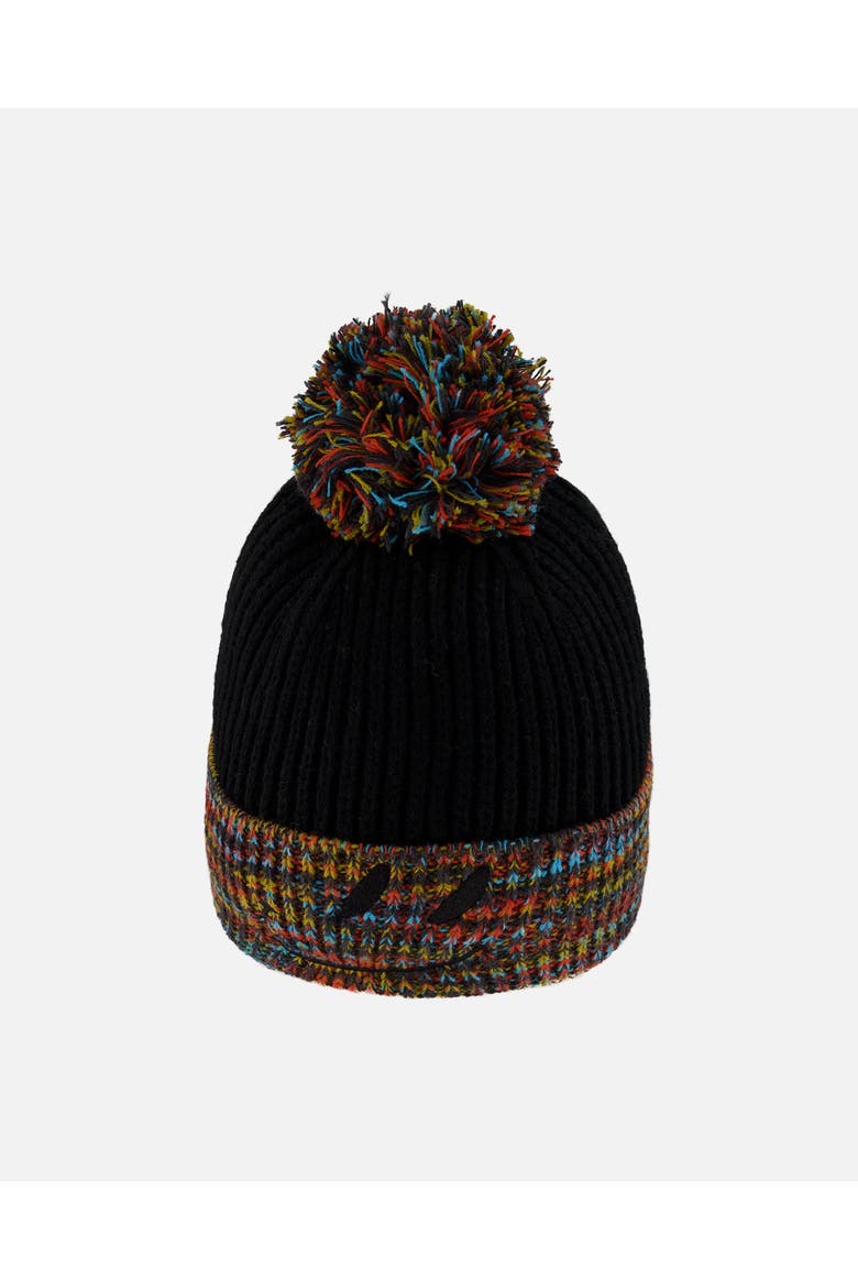 Lined Knit Winter Hat with Pompom, Alternate, color, Black and Multicolor