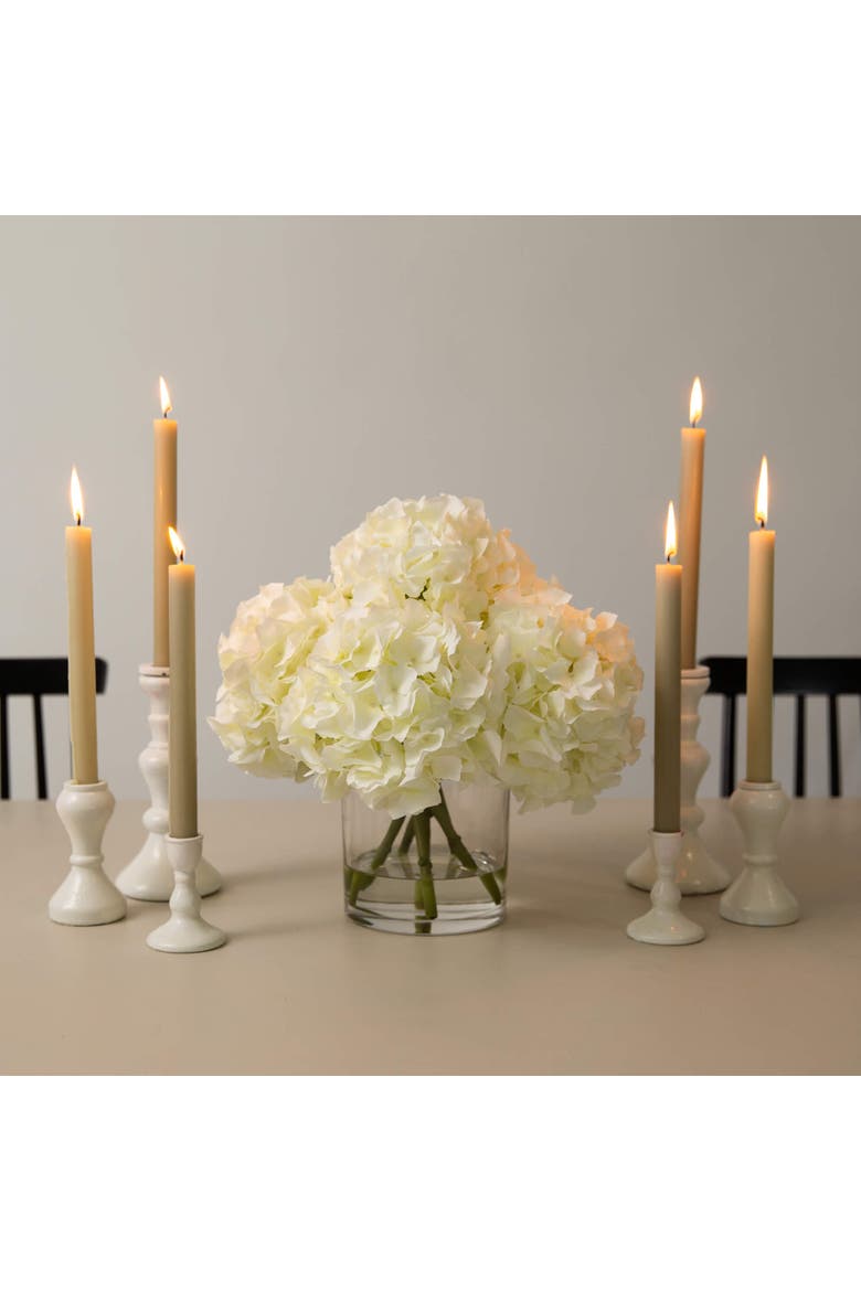 Wedding Collection 14-in Artificial Hydrangea Arrangement in Glass Vase, Alternate, color, Green/White