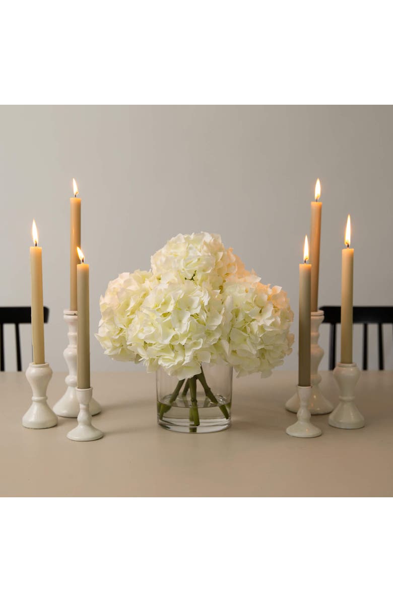 NEARLY NATURAL Wedding Collection 14-in Artificial Hydrangea Arrangement in Glass Vase, Alternate, color, Green/White