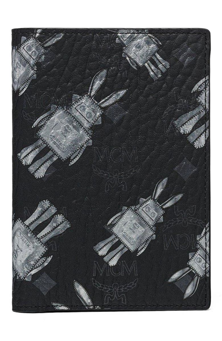 MCM Ottomar Passport Holder in Rabot Visetos, Main, color, Black