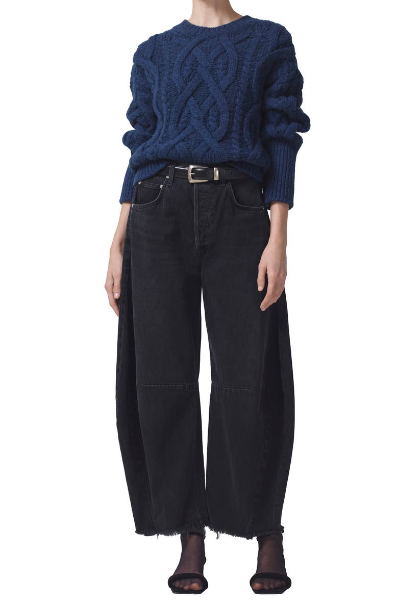 Citizens of Humanity Horseshoe High Waist Chew Hem Organic Cotton Barrel Jeans, Alternate, color, Sonnet