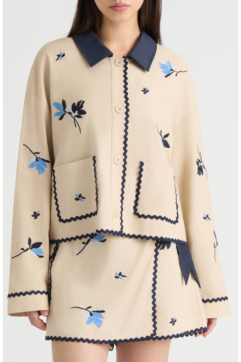 Floral Embroidered Jacket, Main, color, NATURAL