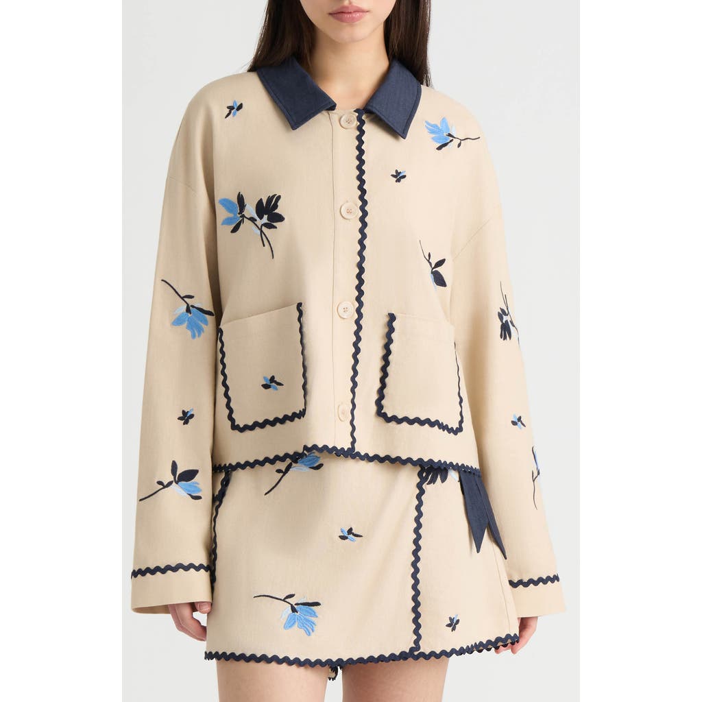 Nvlt Floral Embroidered Jacket In Brown