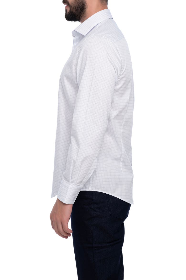 Grid Cotton Slim Fit Button Down Shirt, Alternate, color, WHITE