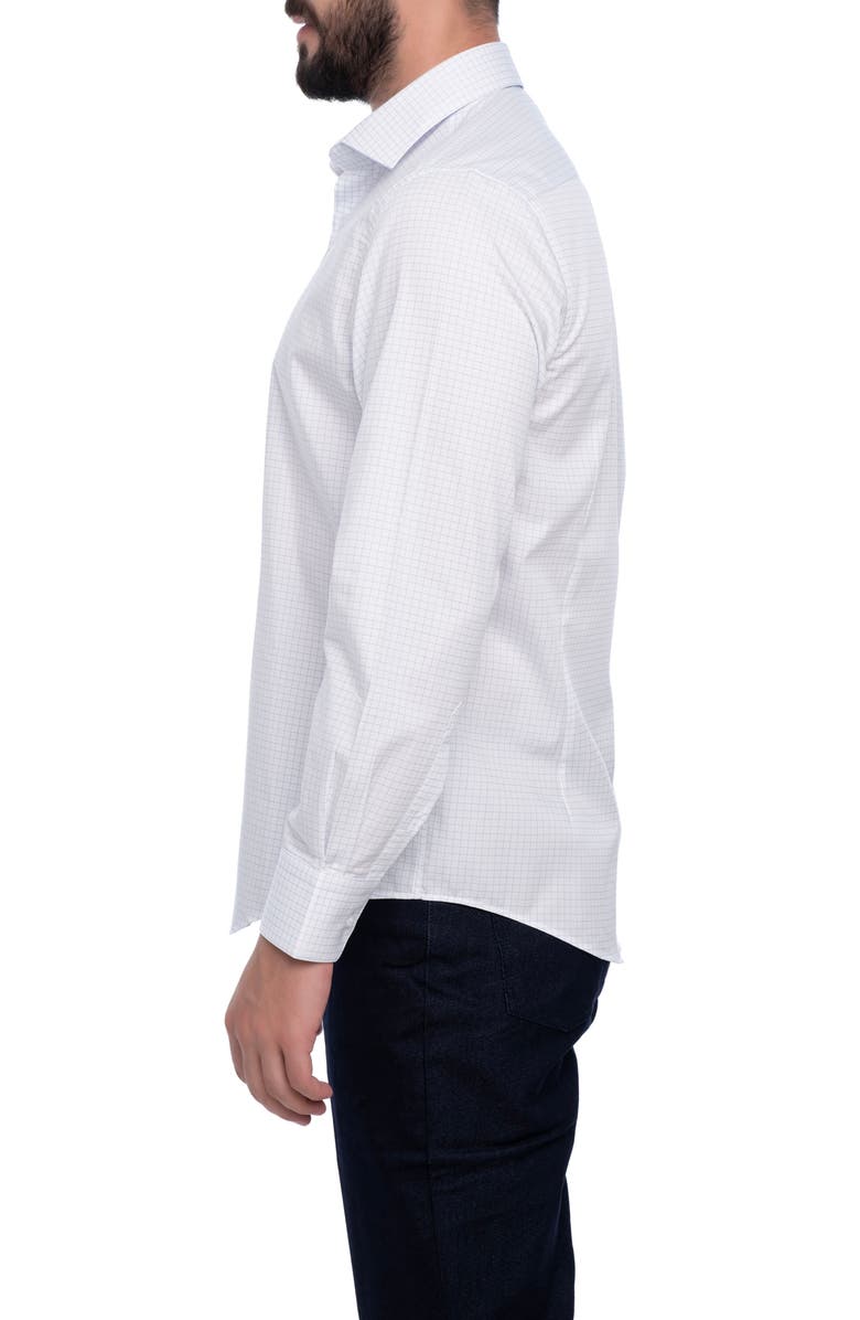 VELLAPAIS Grid Cotton Slim Fit Button Down Shirt, Alternate, color, White
