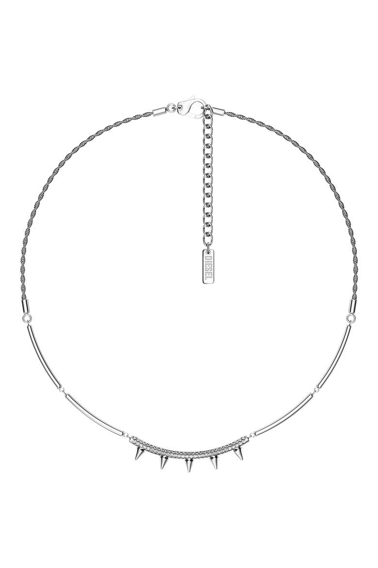 Pavé Cubic Zirconia Spike Chain Necklace, Main, color, SILVER