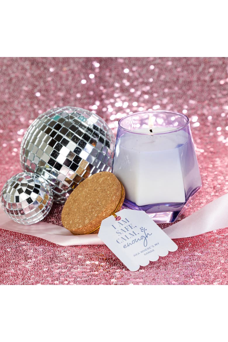 Safe and Calm Purple Geometric Candle Wax Purple 7.7 oz Burn Time 36, Alternate, color, Clear