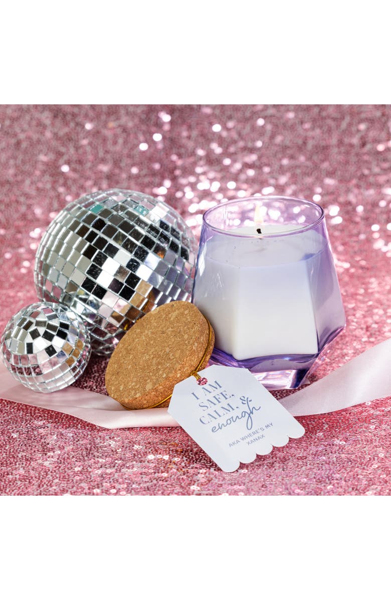 Totalee Gift Safe and Calm Purple Geometric Candle Wax Purple 7.7 oz Burn Time 36, Alternate, color, Clear