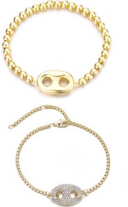 Adornia Set of 2 Crystal Mariner Bracelets