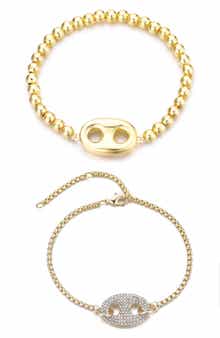 Adornia Set of 2 Crystal Mariner Bracelets