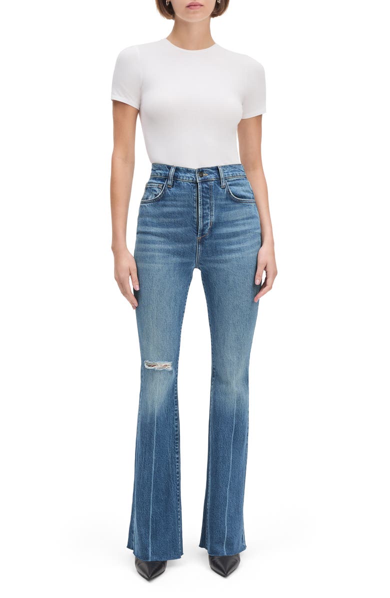 Favorite Daughter The Valentina High Waist Raw Hem Flare Leg Jeans, Alternate, color, Beacon
