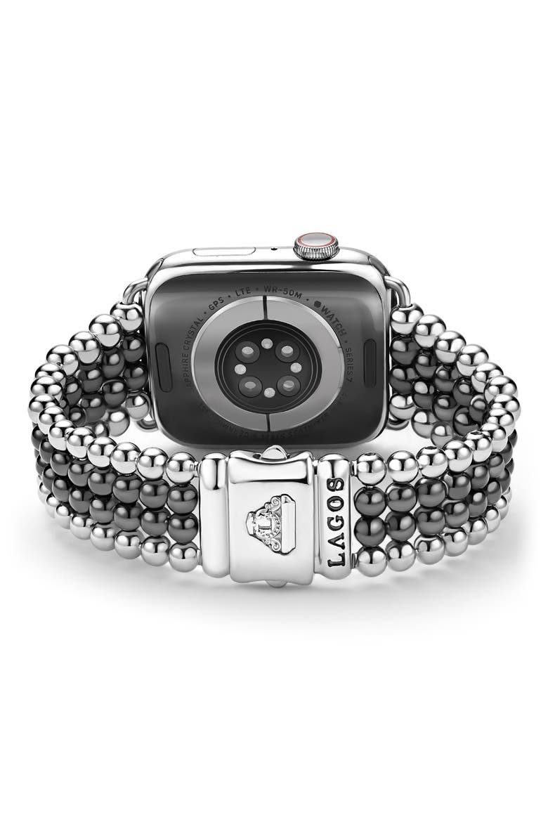 Smart Caviar Infinite Black Ceramic Apple Watch® Watchband, Alternate, color, BLACK/ SILVER