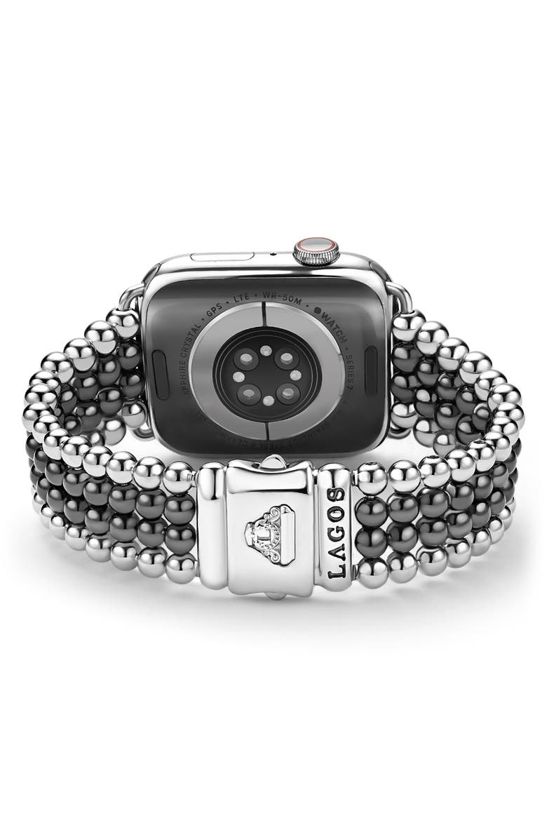LAGOS Smart Caviar Infinite Black Ceramic Apple Watch<sup>®</sup> Watchband, Alternate, color, Black/ Silver