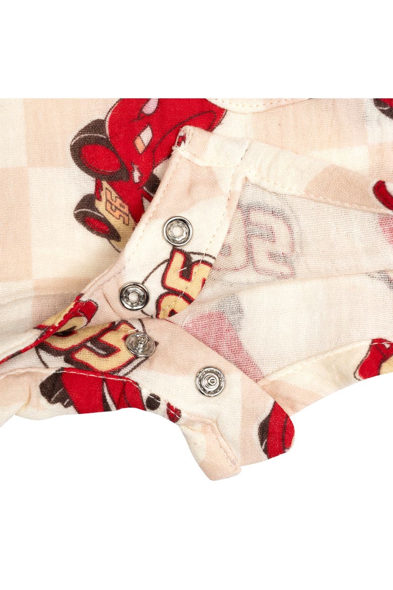 Cars Lightning McQueen Sleeveless One Piece Romper, Alternate, color, McQueen Beige Gingham