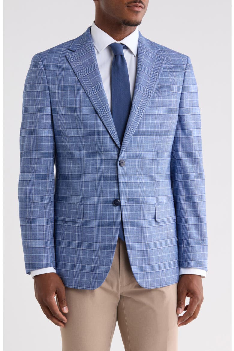Two-Button Notch Lapel Sport Coat, Main, color, BLUE/ WHITE