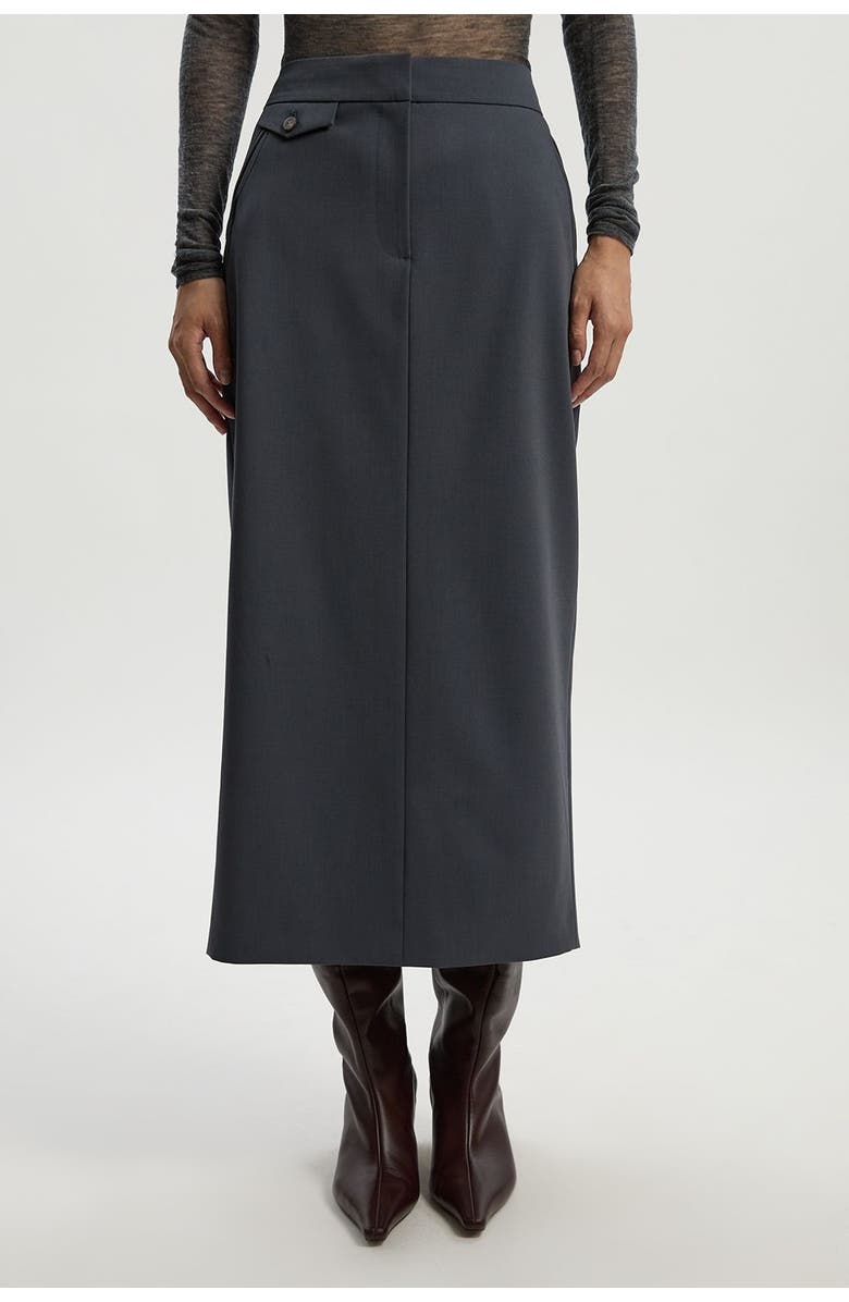 Karen Millen Tailored Twill Pencil Maxi Skirt, Main, color, Grey