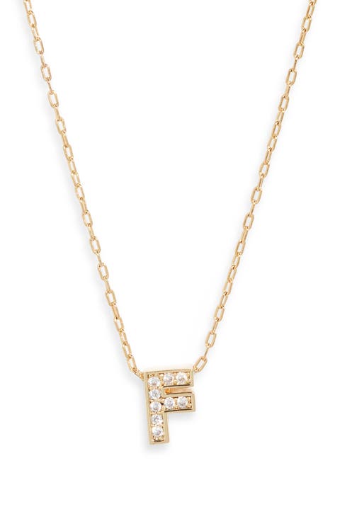 Pavé Cubic Zirconia Initial Necklace