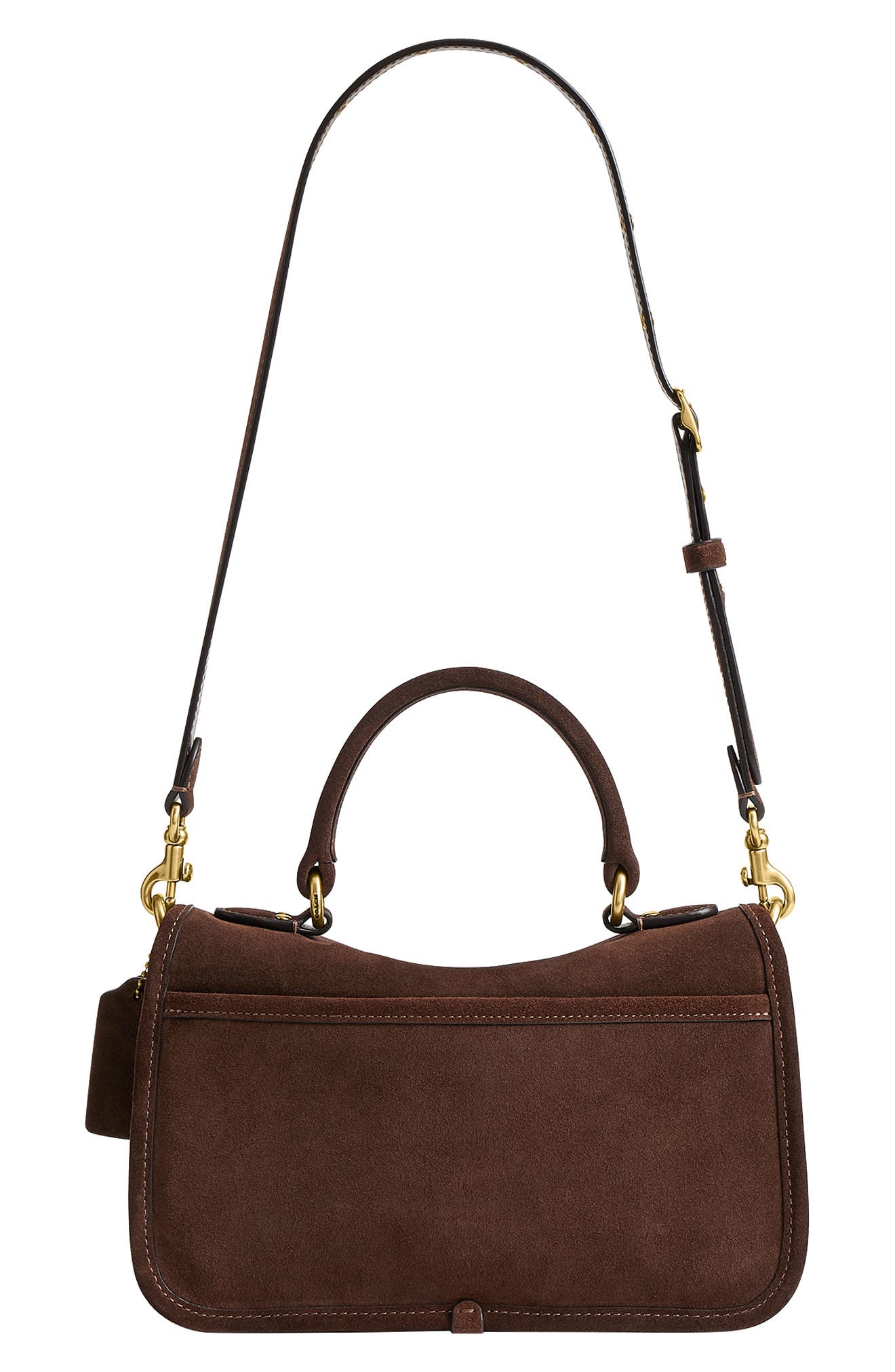 Metropolitan 24 Suede Leather Bag, Alternate, color, B4/ DARK CHOCOLATE