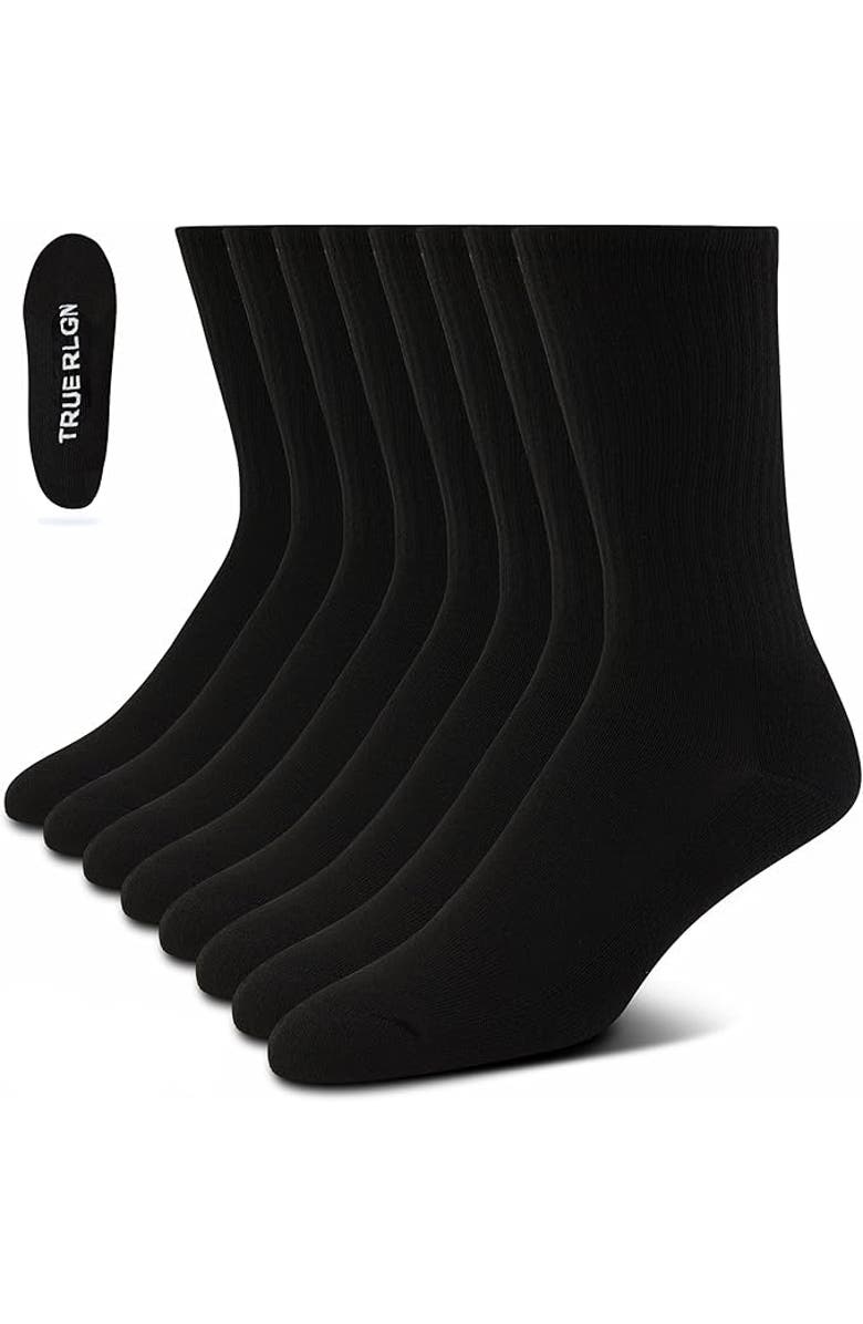True Religion 8 Pairs Premium Athletic Crew Socks, Main, color, Black
