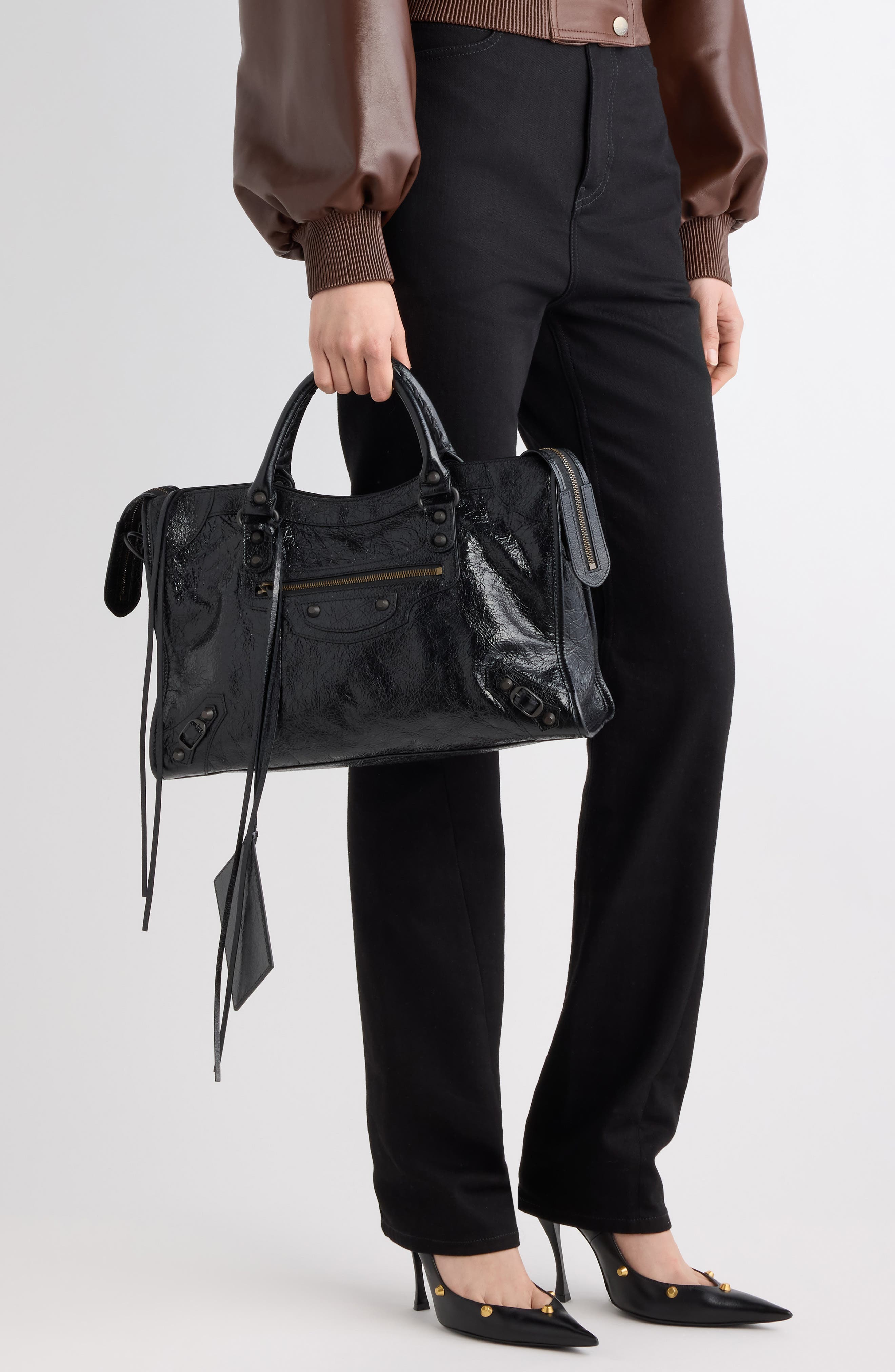 Le City First Leather Handbag, Alternate, color, 1000 BLACK