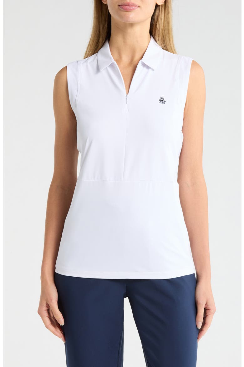 Sleeveless Zip Polo, Main, color, BRIGHT WHITE