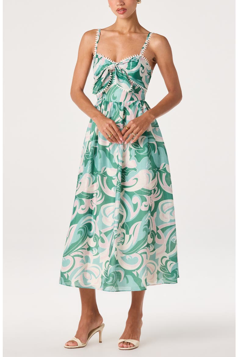 Makayla Sleeveless A-Line Dress, Main, color, GREEN ABSTRACT