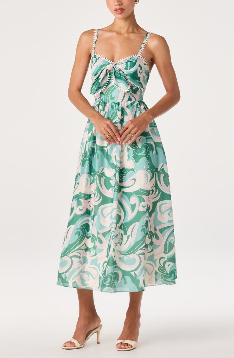 ASTR the Label Makayla Sleeveless A-Line Dress, Main, color, Green Abstract