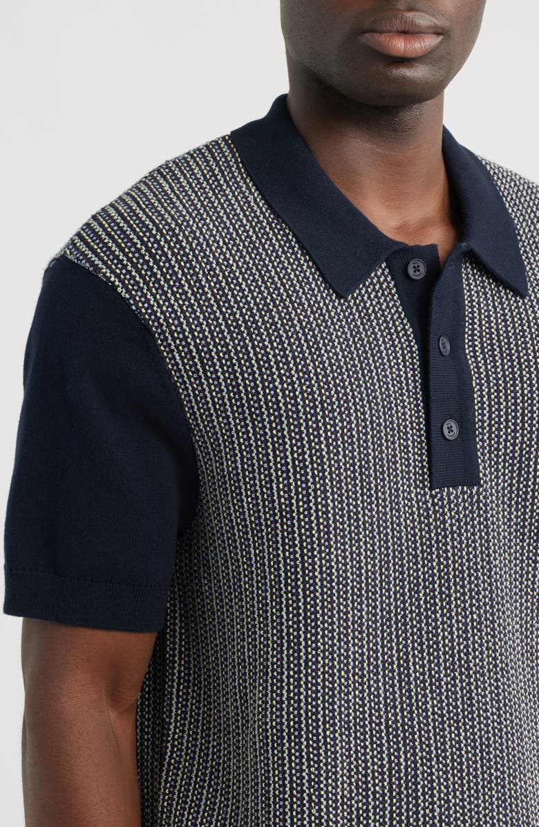 Wax London Turin Stripe Polo, Alternate, color, Navy