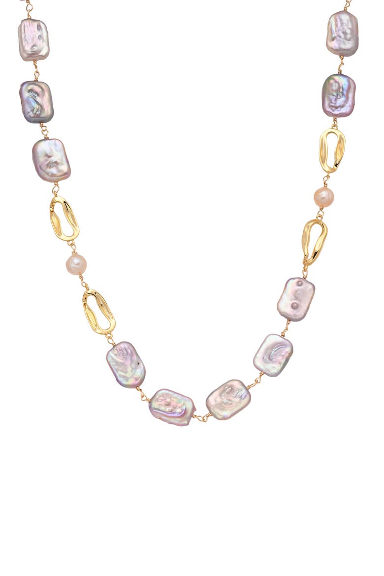 Samantha Mother-of-Pearl & Faux Pearl Station Necklace, Main, color, GOLD
