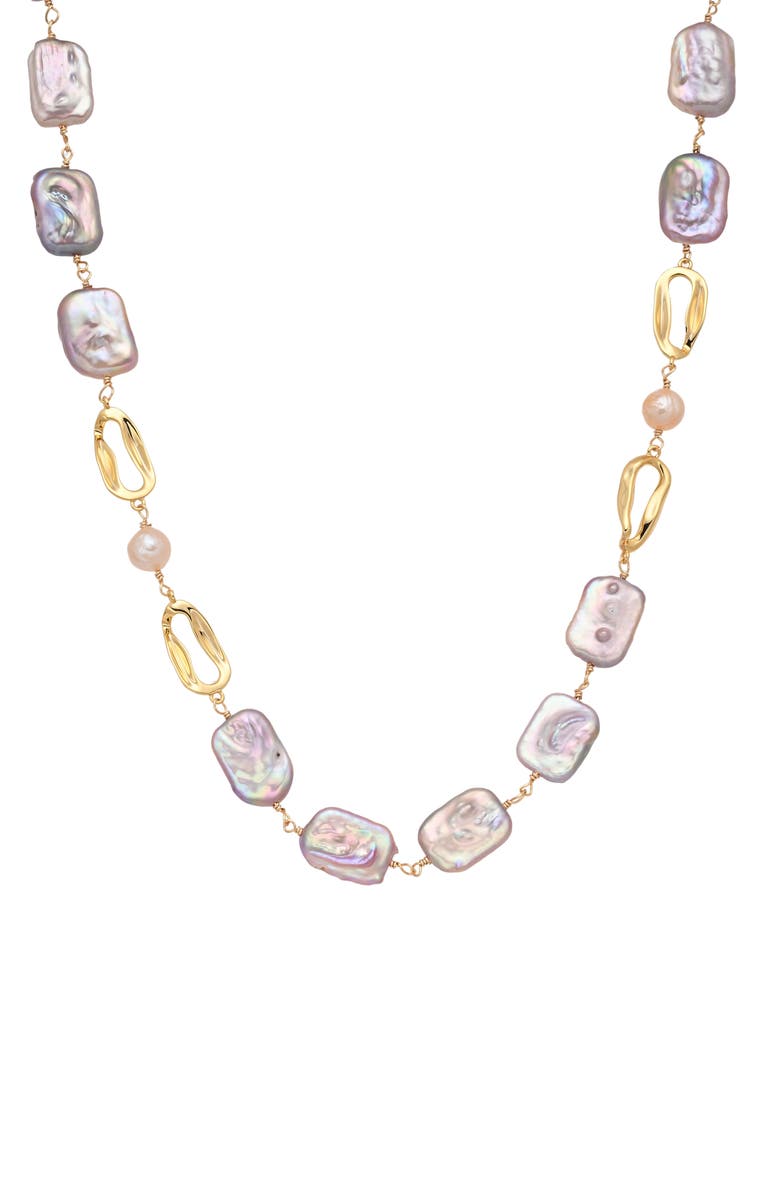 EYE CANDY LOS ANGELES Samantha Mother-of-Pearl & Faux Pearl Station Necklace, Main, color, Gold