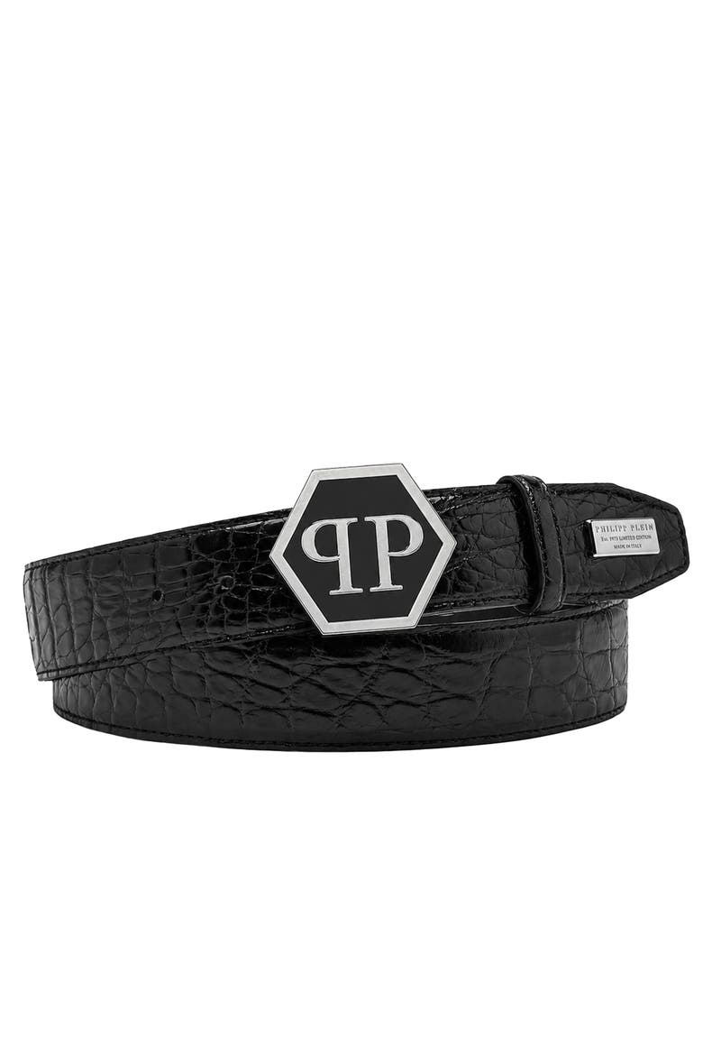 Belt Hexagon Men, Main, color, black/nickel