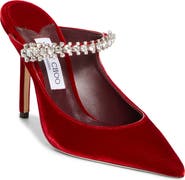Jimmy Choo Bing Crystal Embellished Satin Mule