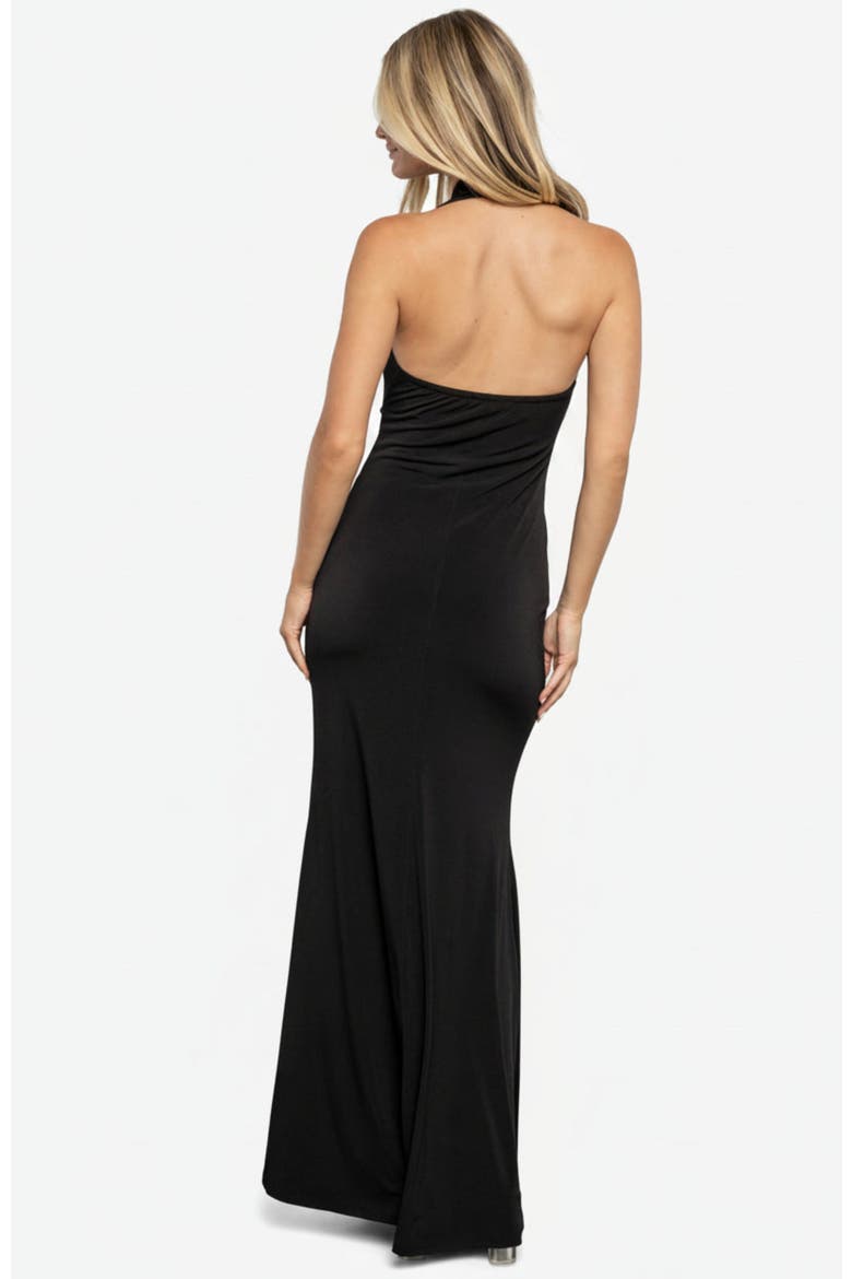 Roma Deep V Halter Gown, Alternate, color, Black