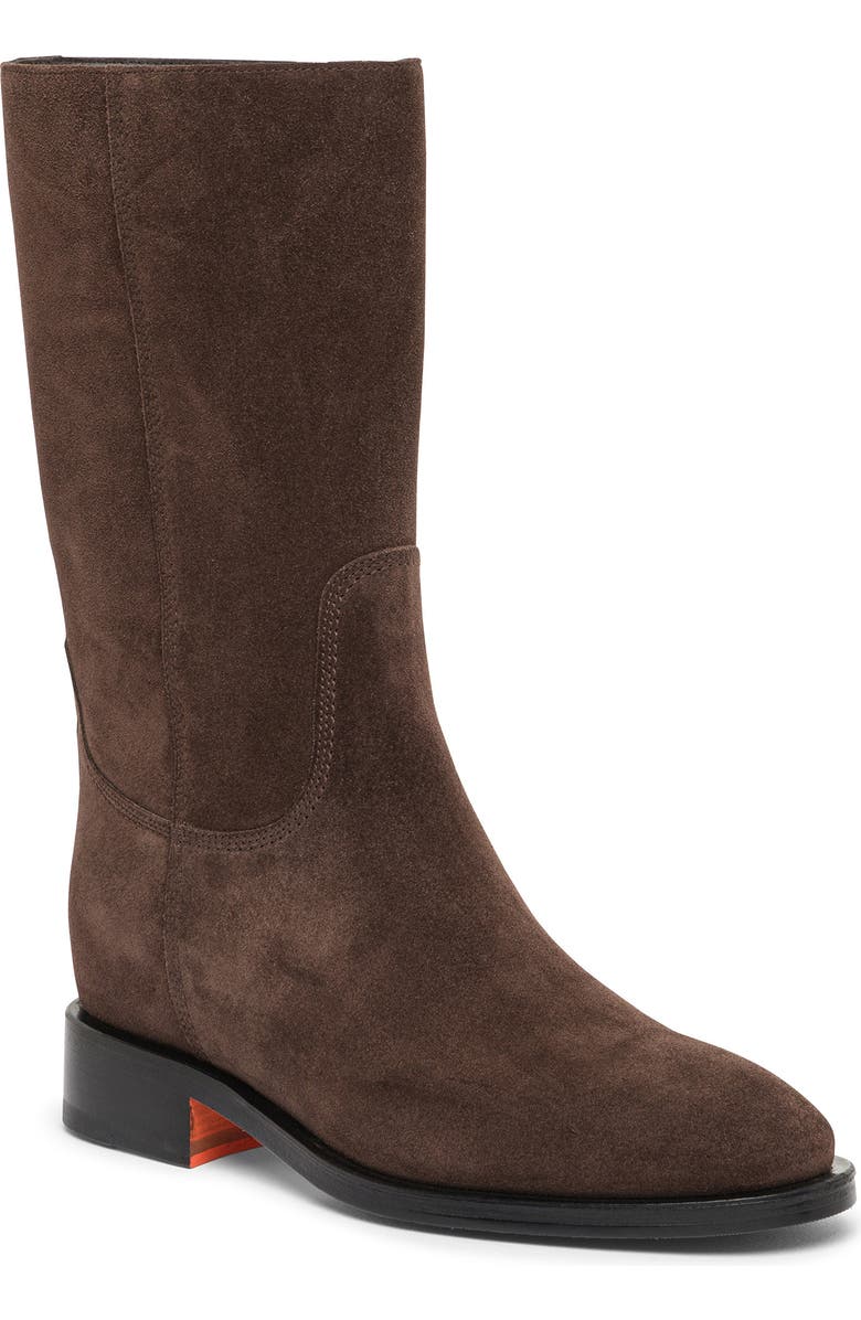 Santoni Leather midi-boot in suede, Main, color, Brown