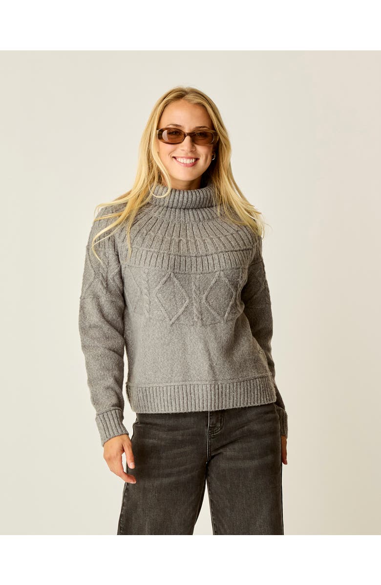 Carve Designs Neve Cable Turtleneck, Alternate, color, Pewter Heather