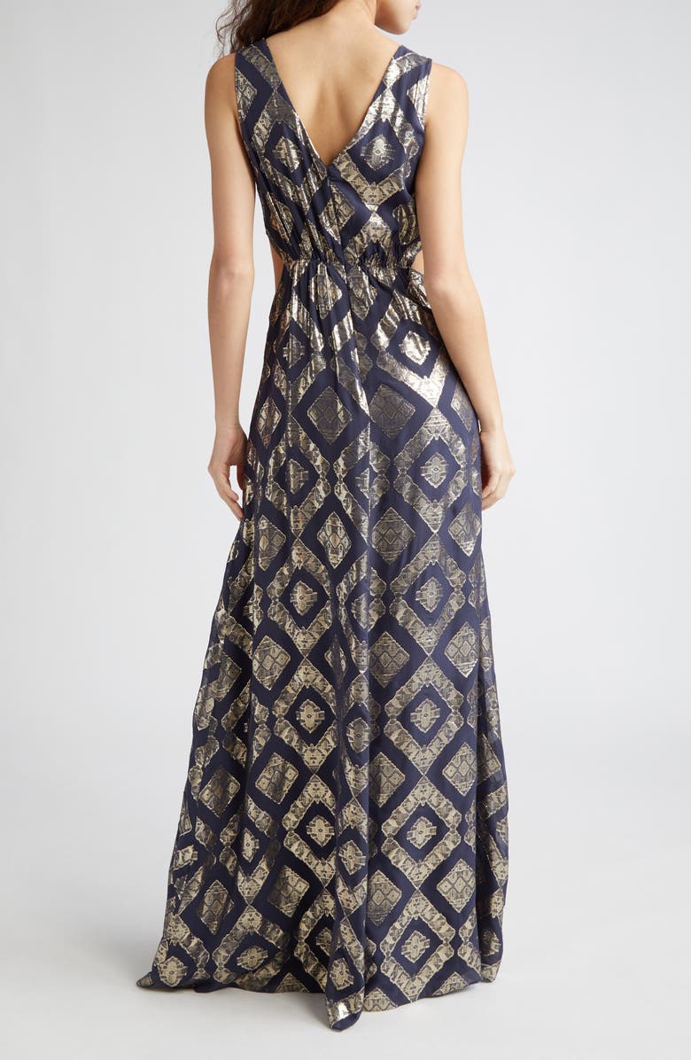 Ramy Brook Irene Metallic Cutout Silk Blend Gown, Alternate, color, 