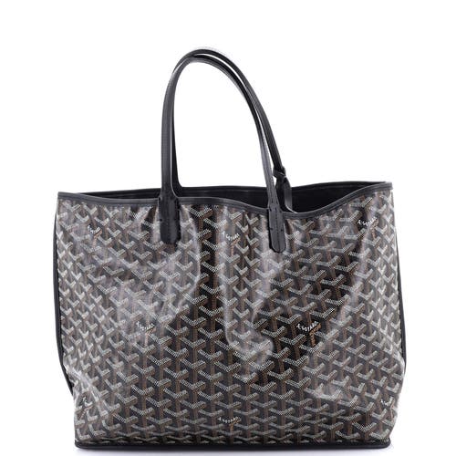 Pre-owned Goyard Goyard Anjou Reversible Tote Coated Canvas Pm In Black