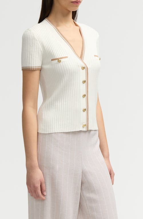 Nvlt V-neck Cardigan In Marshmallow/camel
