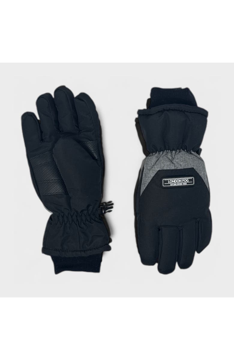 London Fog Boy's Ski Gloves with Velcro Closure, Main, color, Black