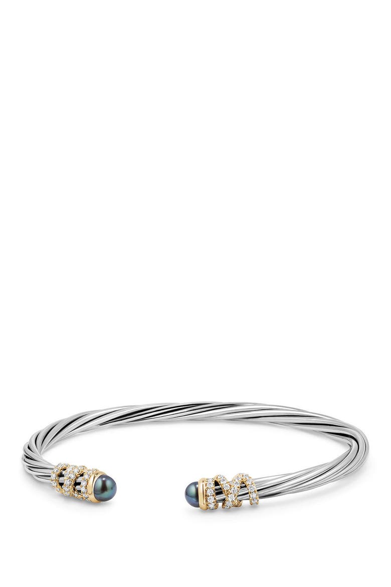Helena Bracelet In Sterling Silver & 18K Gold with Pearls & Diamonds, 4mm, Main, color, GREY PEARL