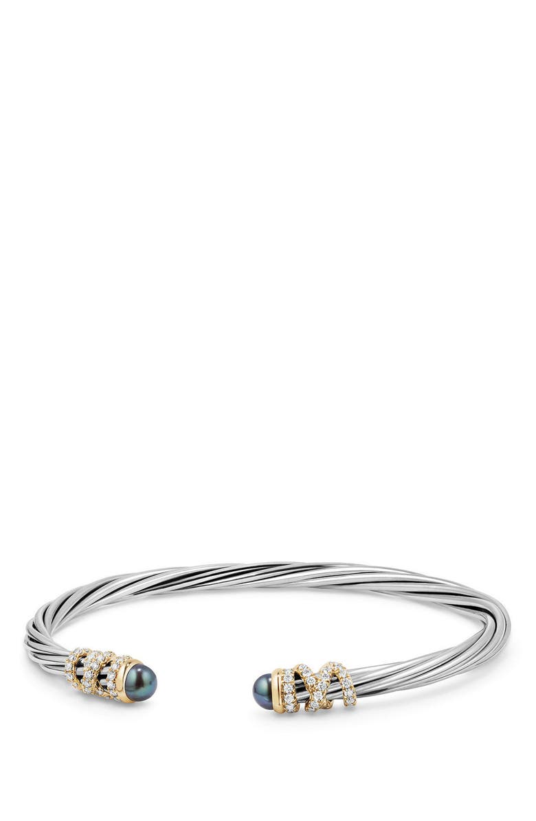 David Yurman Helena Bracelet In Sterling Silver & 18K Gold with Pearls & Diamonds, 4mm, Main, color, 
