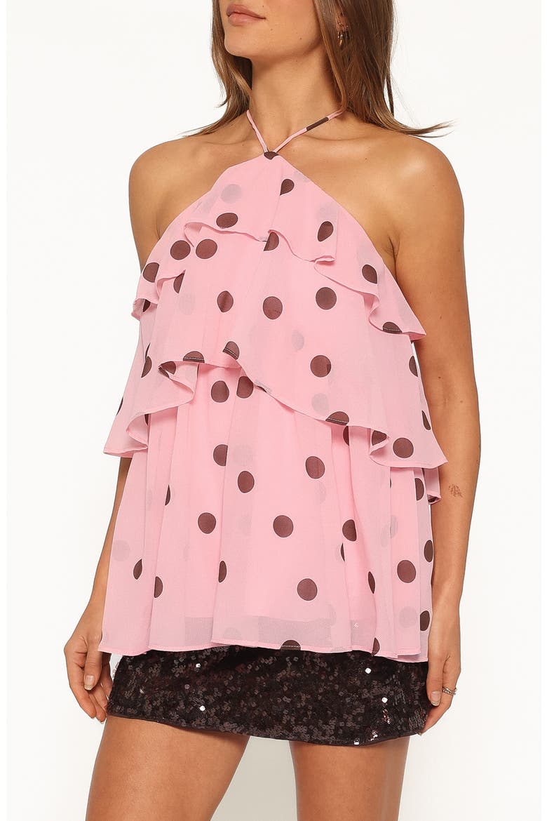 Helena Halterneck Top, Alternate, color, PINK POLKA DOT