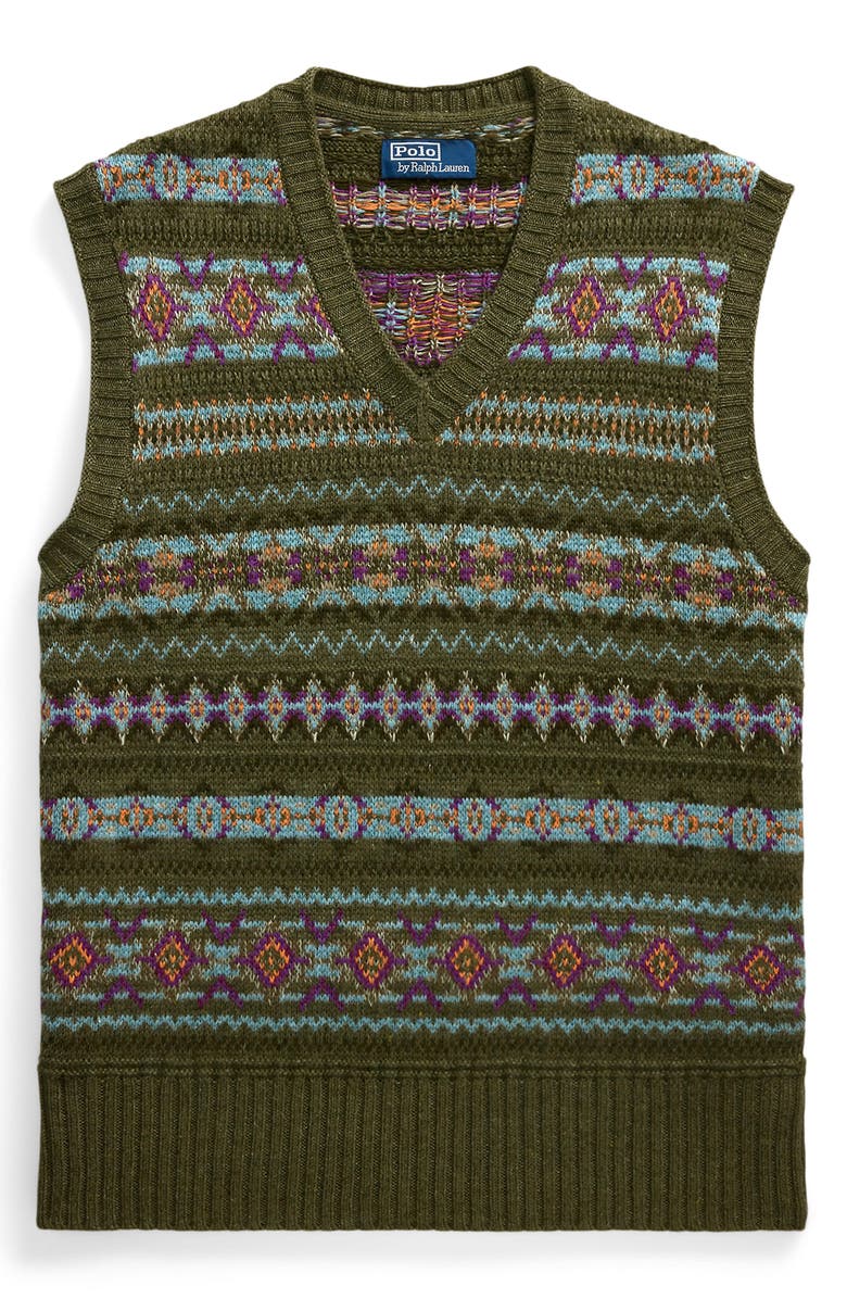 Polo Ralph Lauren Fair Isle Linen, Wool & Cotton Sweater Vest, Alternate, color, 