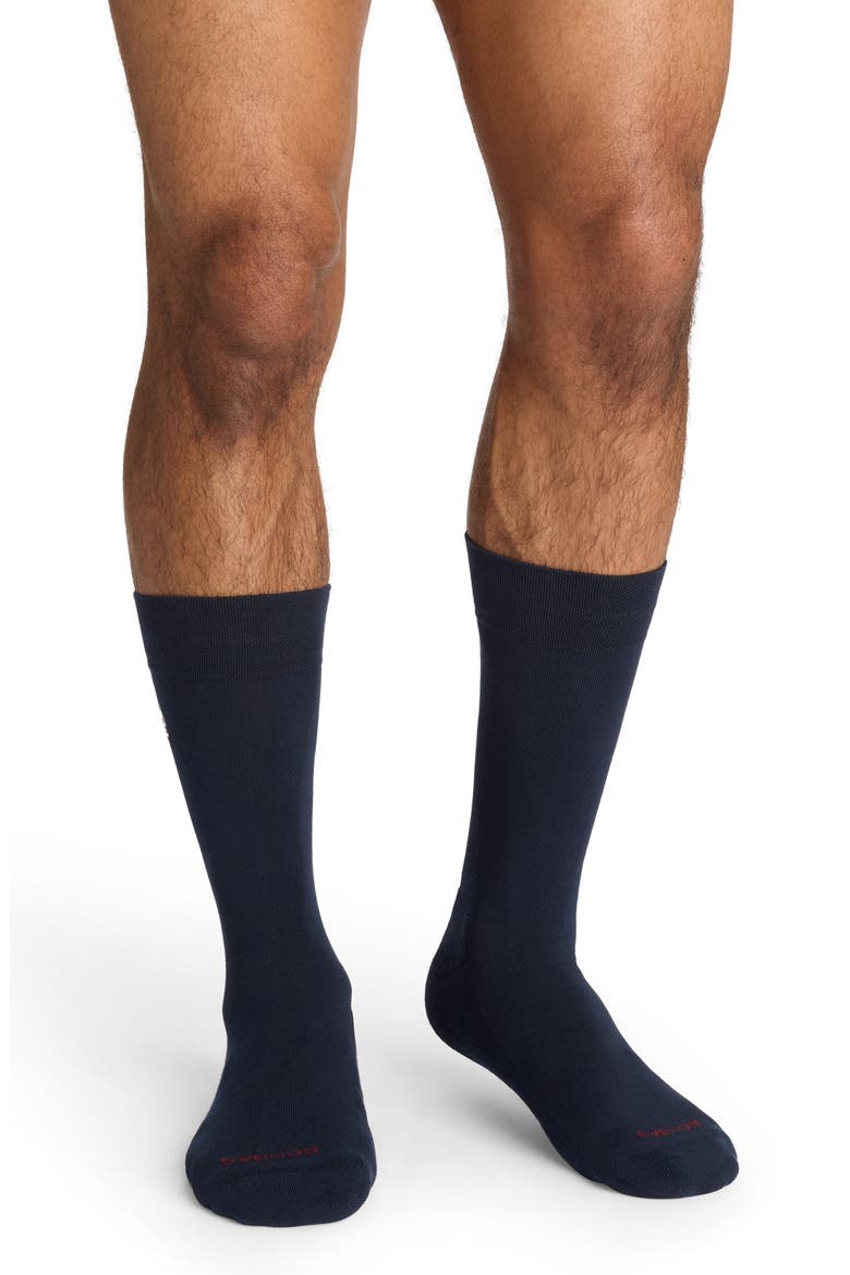 Embroidered Sailboat Supima® Cotton Blend Dress Socks, Alternate, color, NIGHTFALL NAVY