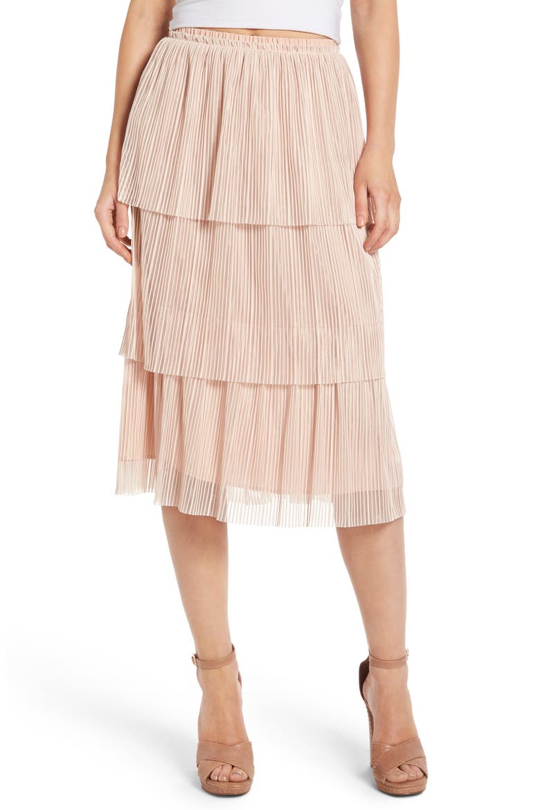 Plissé Pleated Skirt, Main, color, PINK NIGHT