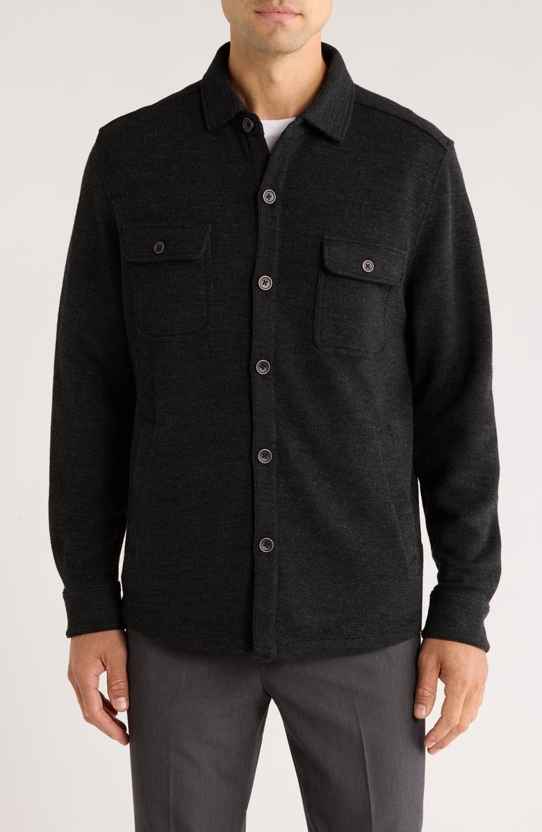 Robert Barakett Mezner Wool & Cotton Knit Overshirt, Alternate, color, Charcoal