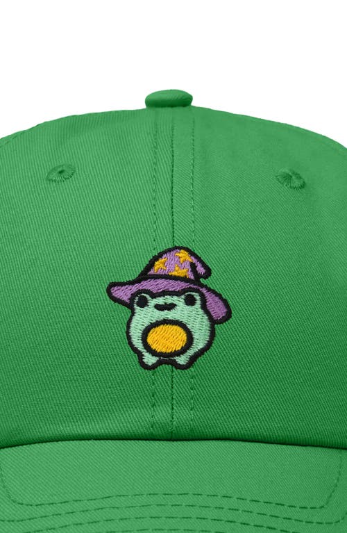 Dalix Sorcerer Frog Embroidered Dad Hat In Kelly Green