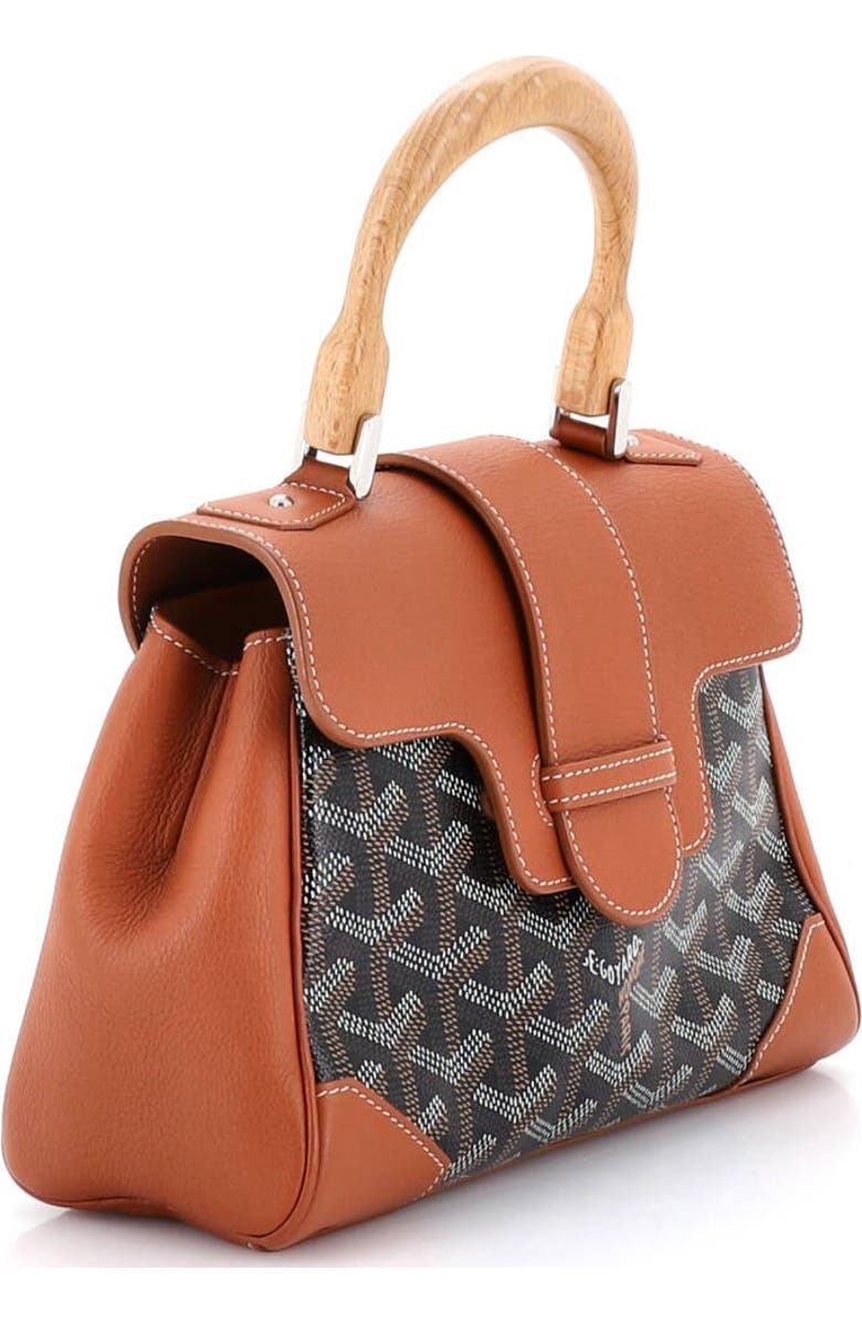 Pre-Owned Goyard Saigon Top Handle Bag Coated Canvas with Leather Mini, Alternate, color, Brown